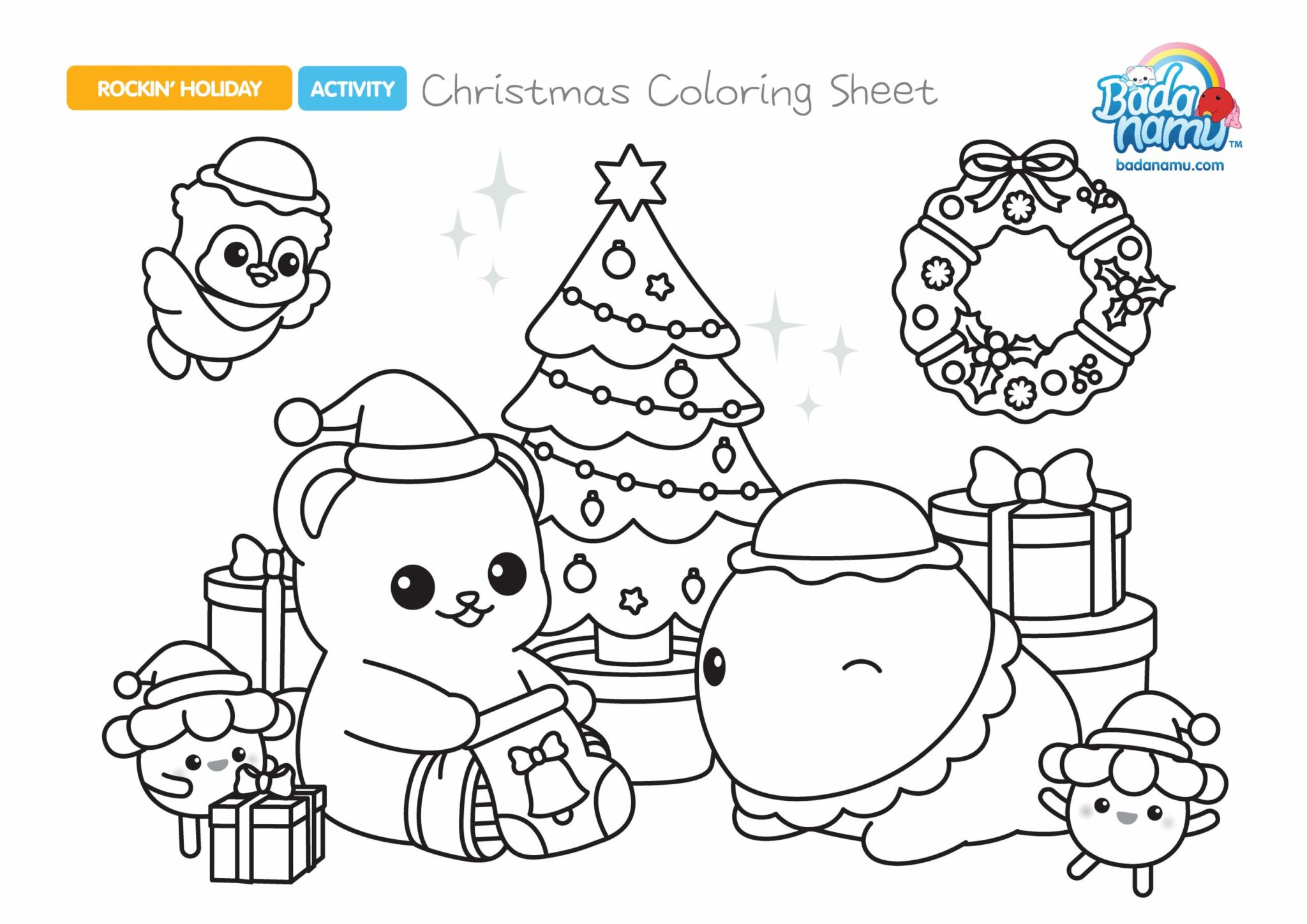 Day 2 Christmas Coloring Sheet - Badanamu